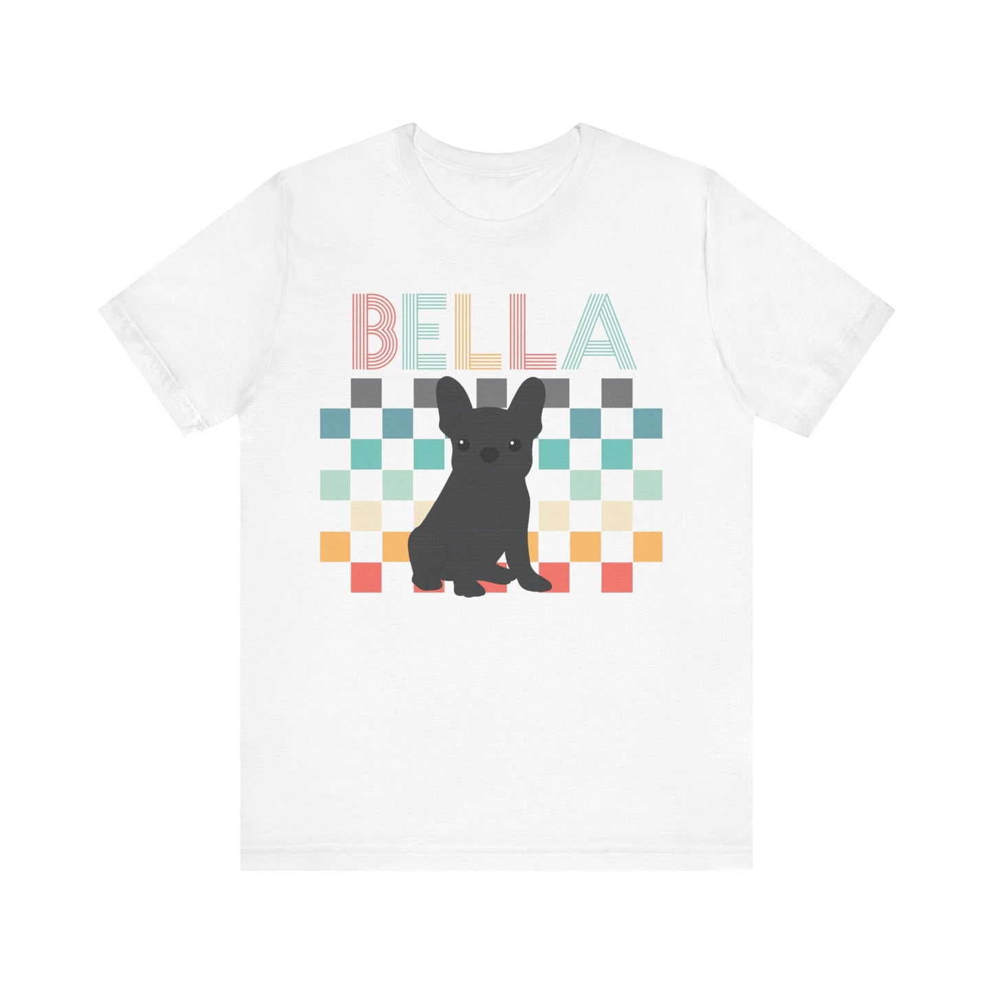 Printify T-Shirt Black French Bulldog Checkered Tee