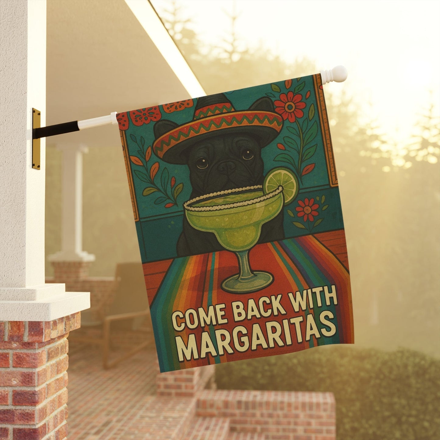 Black French Bulldog Cinco de Mayo Fiesta Garden Flag