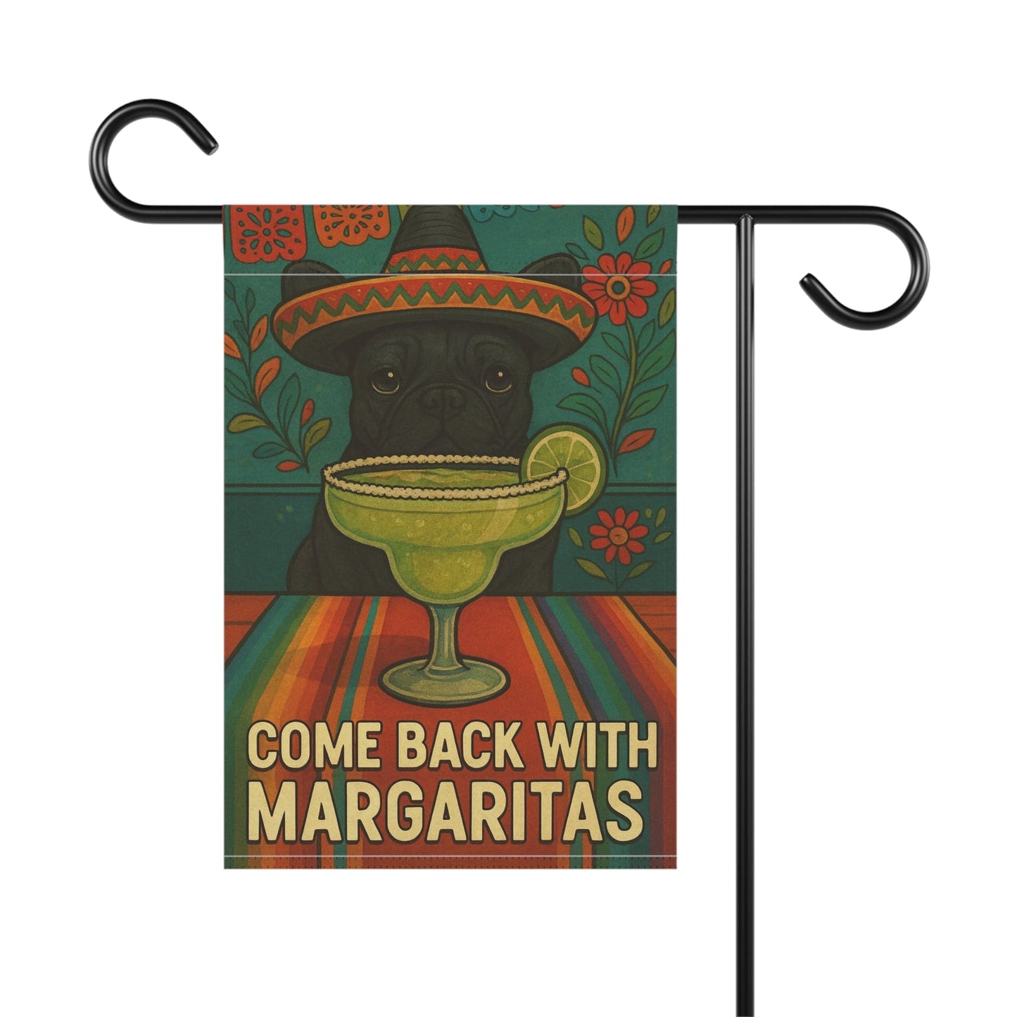 Black French Bulldog Cinco de Mayo Fiesta Garden Flag