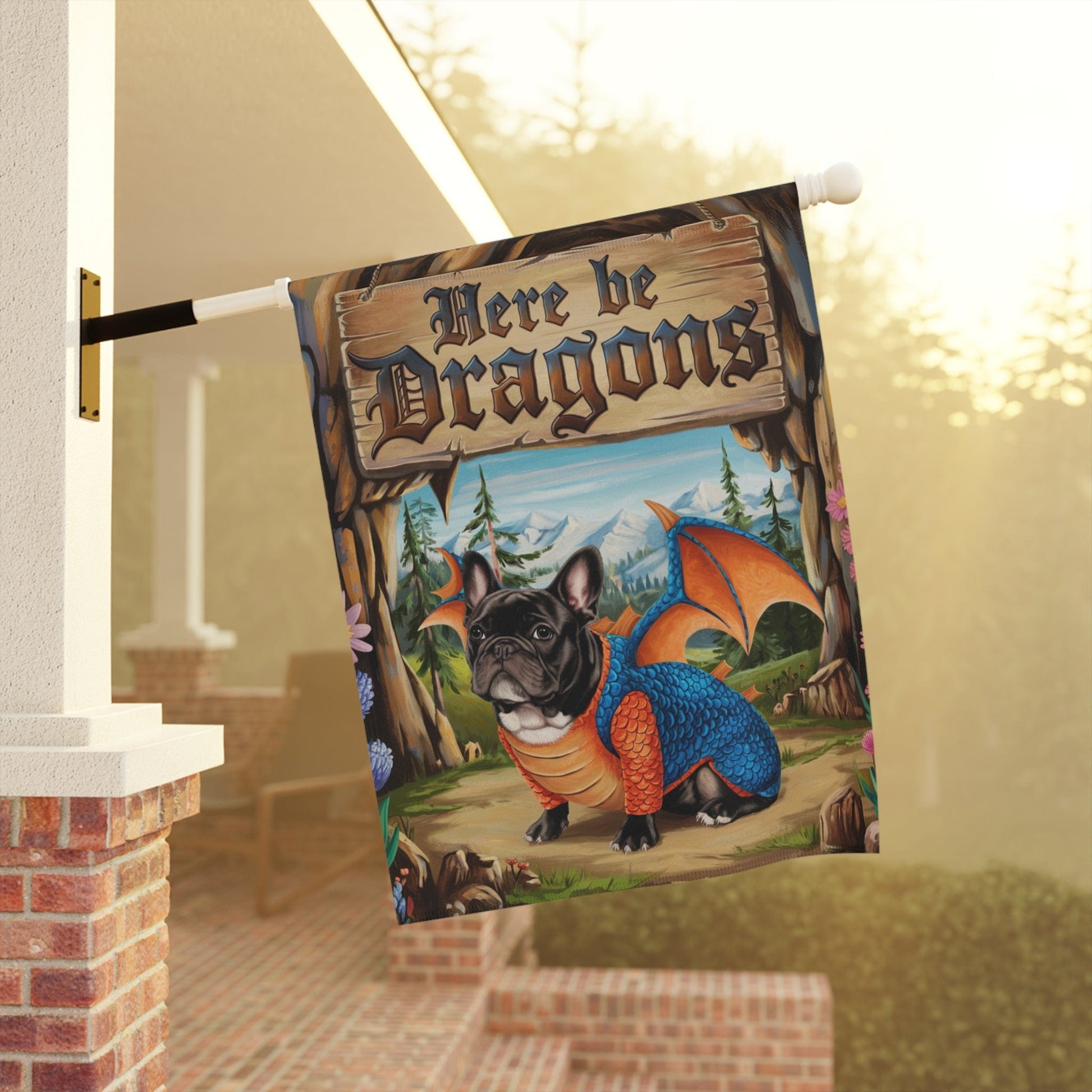 Printify Garden Flag Black French Bulldog Dog Dragon Garden Flag