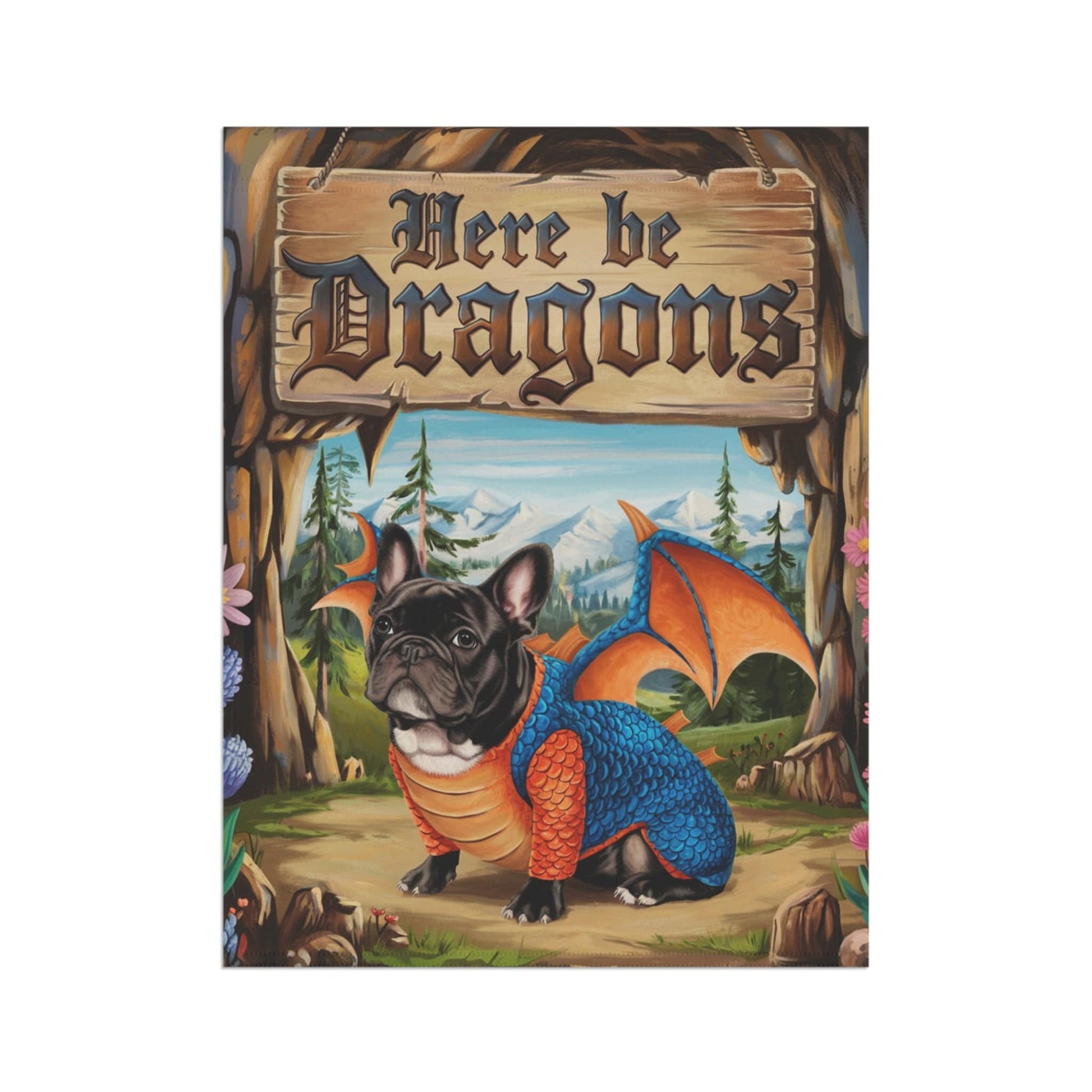 Printify Garden Flag Black French Bulldog Dog Dragon Garden Flag