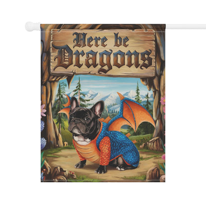 Printify Garden Flag Black French Bulldog Dog Dragon Garden Flag