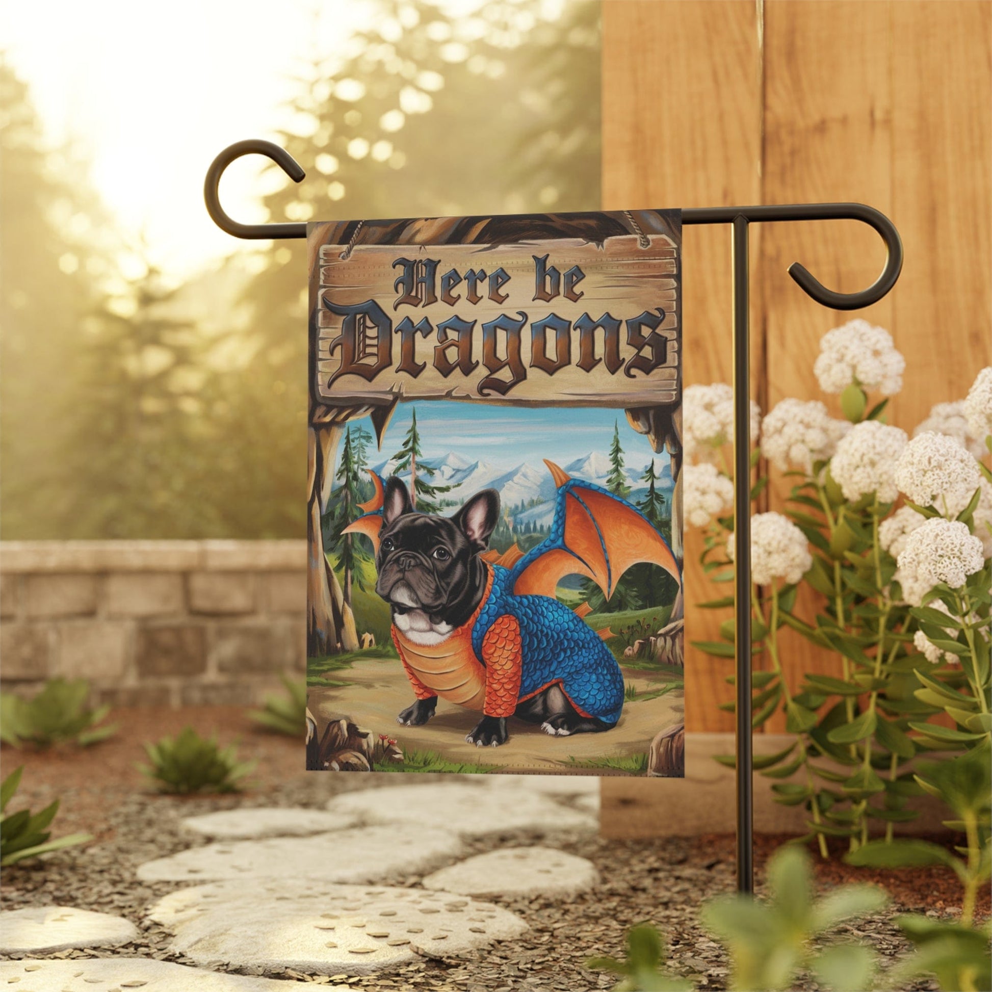 Printify Garden Flag Black French Bulldog Dog Dragon Garden Flag