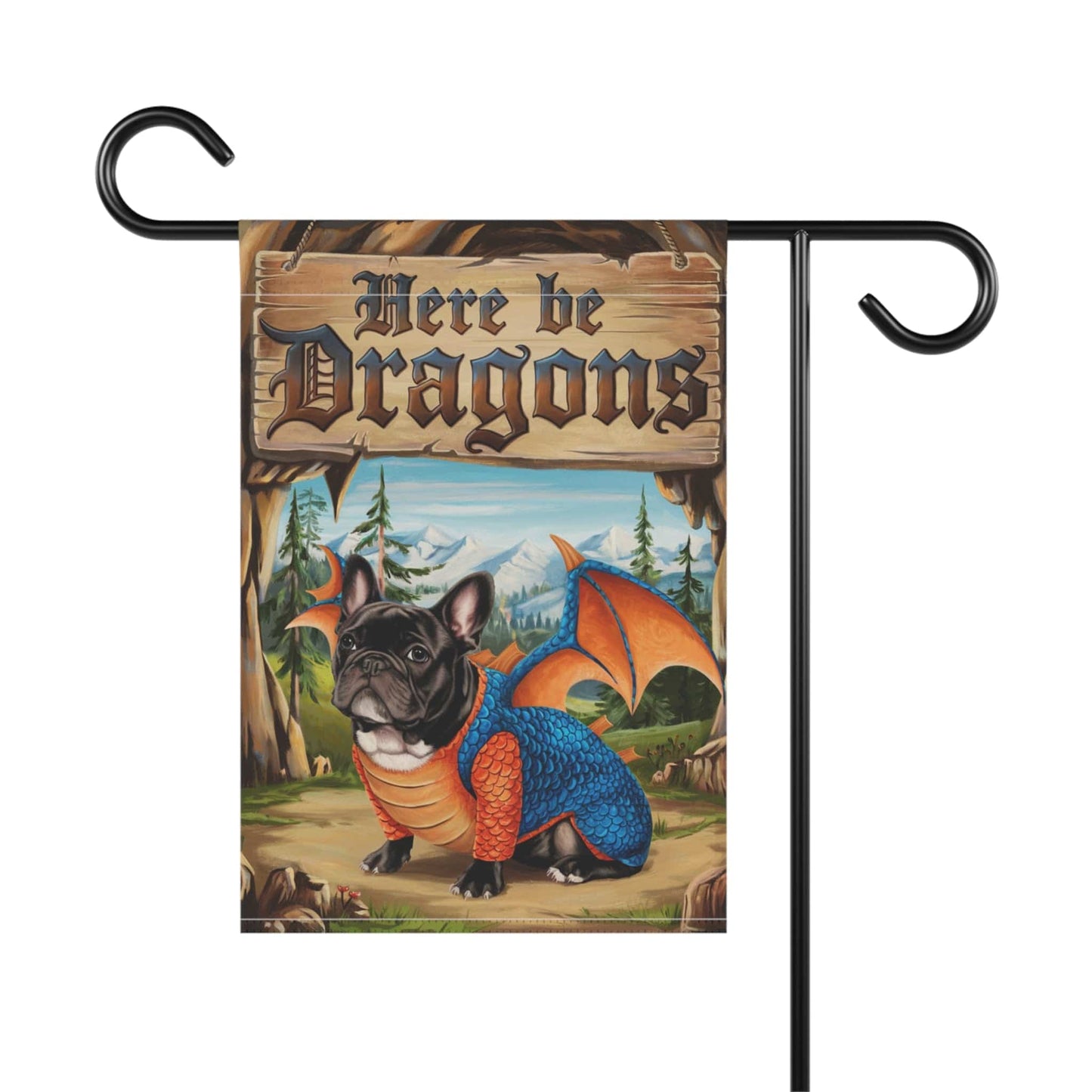Printify Garden Flag Black French Bulldog Dog Dragon Garden Flag