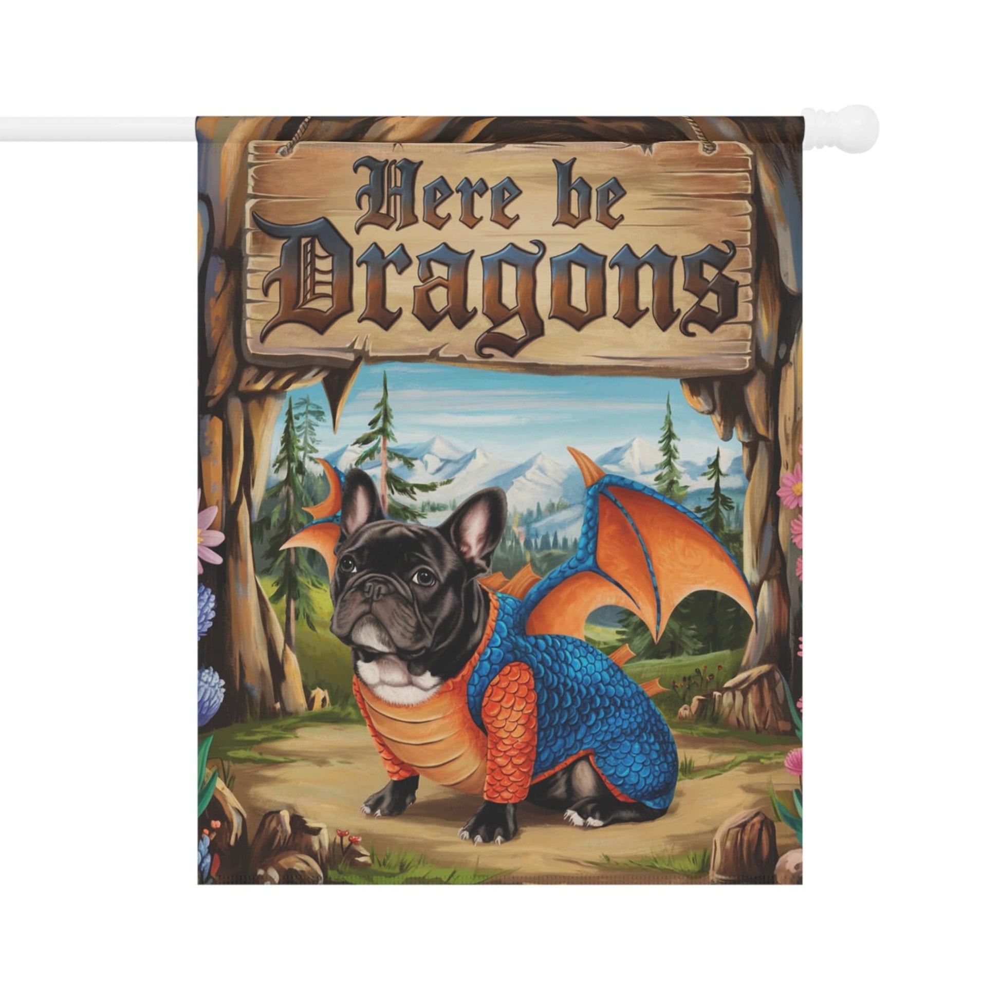 Printify Garden Flag Black French Bulldog Dog Dragon Garden Flag