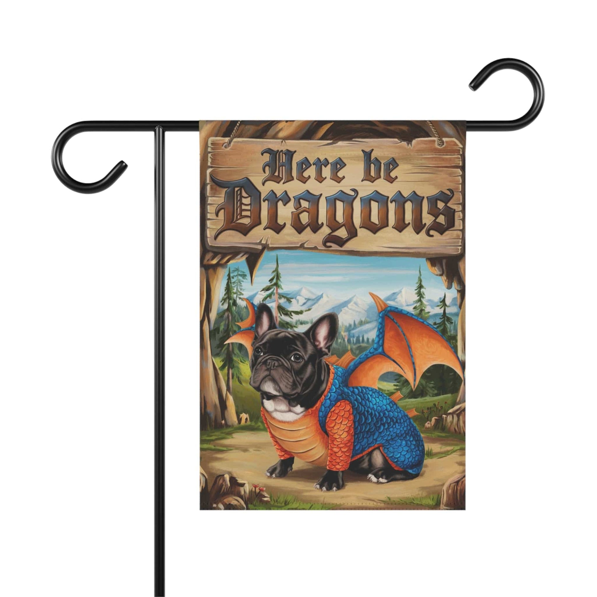 Printify Garden Flag Black French Bulldog Dog Dragon Garden Flag