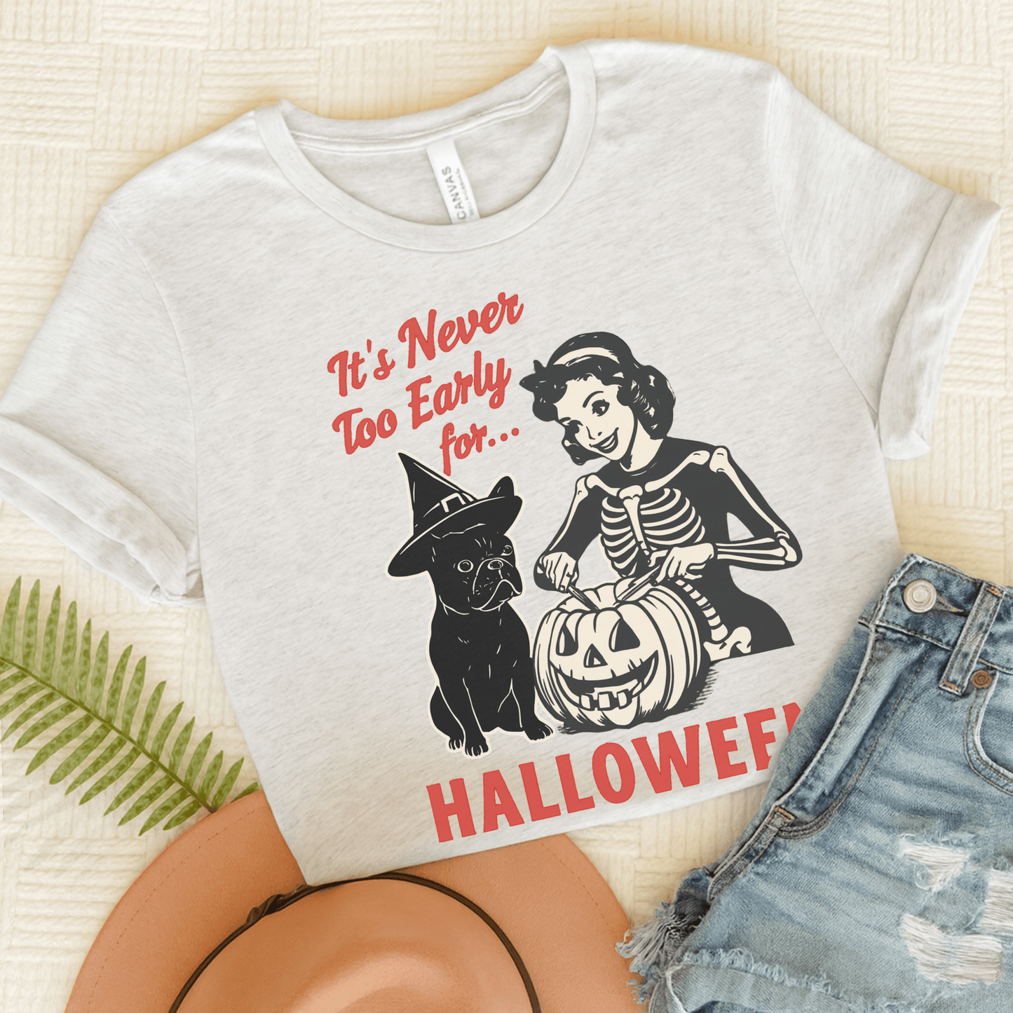 Black French Bulldog Early Halloween TShirt Ash