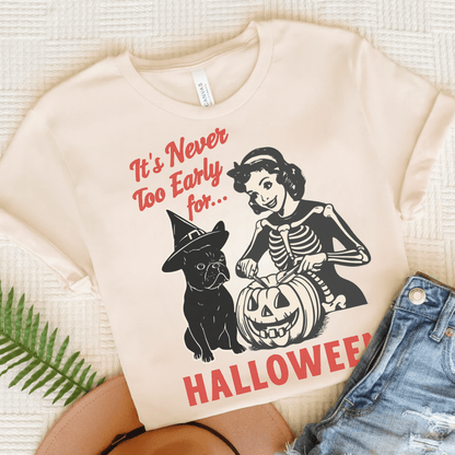 Black French Bulldog Early Halloween TShirt Natural