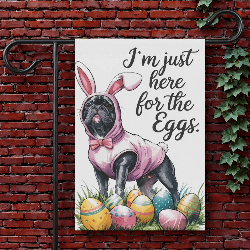 Printify Garden Flag 12'' × 18'' Black French Bulldog Easter Garden Flag