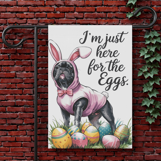 Printify Garden Flag 12'' × 18'' Black French Bulldog Easter Garden Flag
