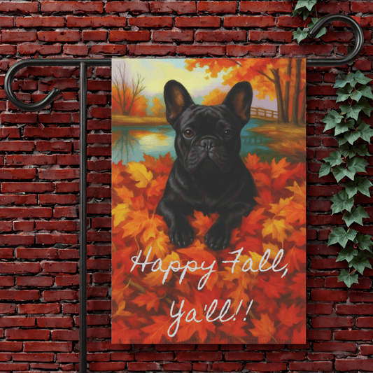 Black French Bulldog Fall Ya'll Garden Flag 12'' × 18''