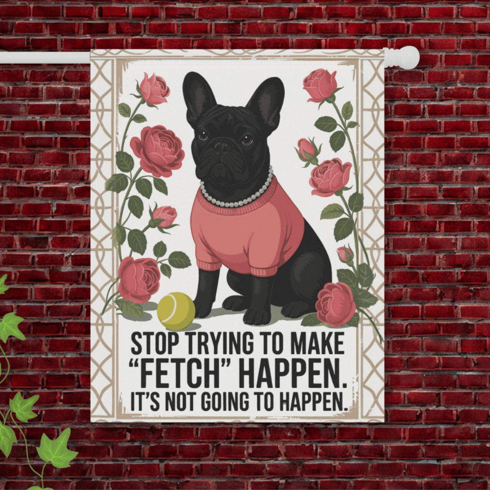 Black French Bulldog Fetch Garden Flag 24.5'' × 32''