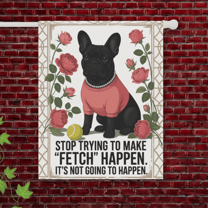 Black French Bulldog Fetch Garden Flag 24.5'' × 32''