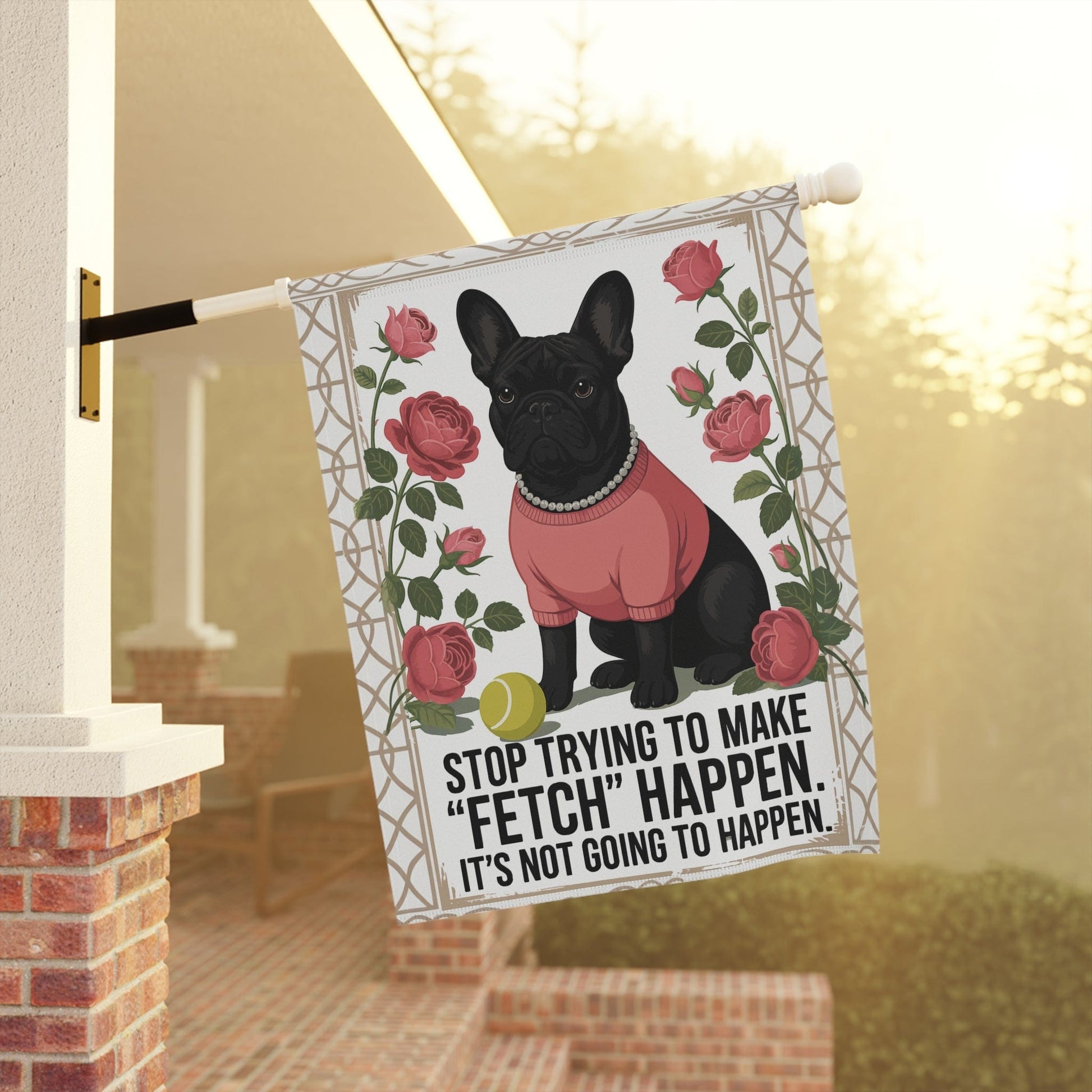 Black French Bulldog Fetch Garden Flag