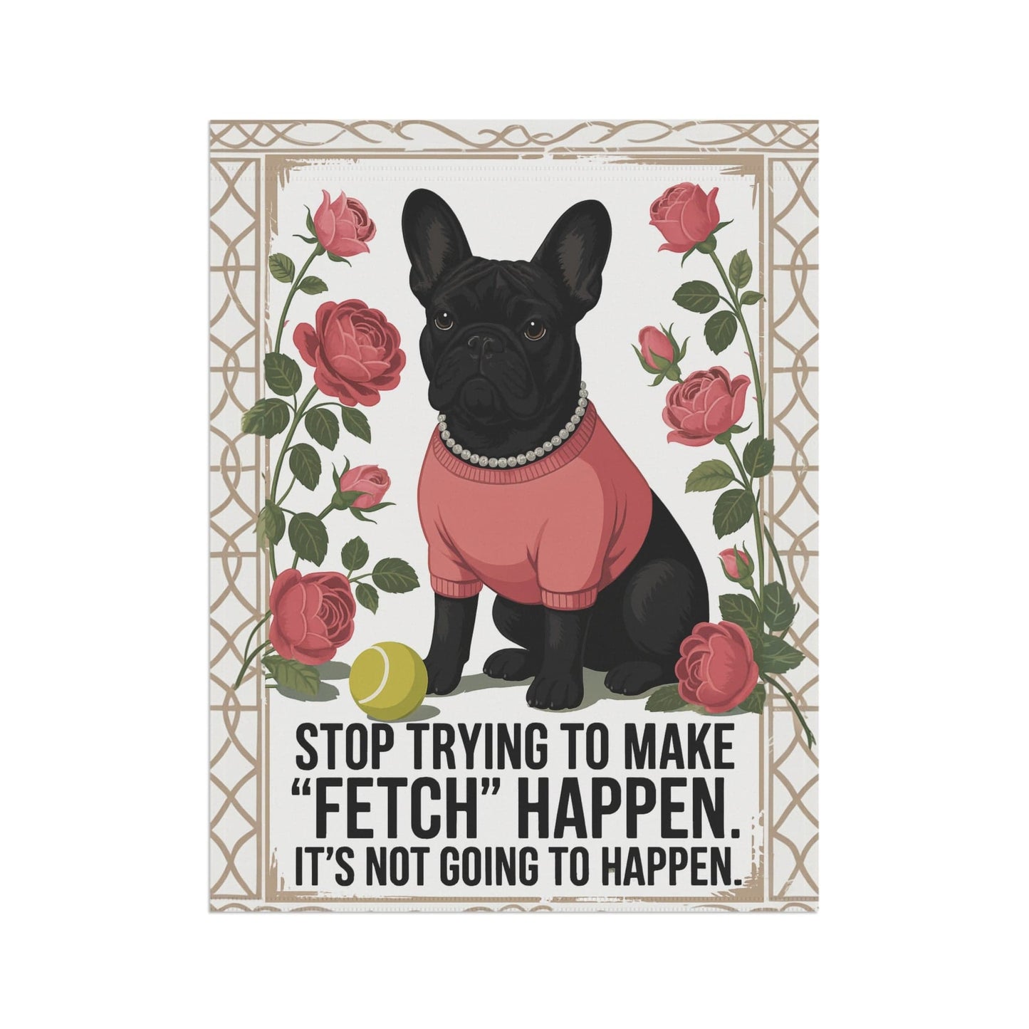 Black French Bulldog Fetch Garden Flag