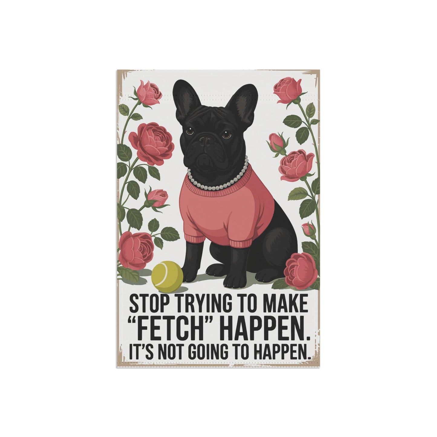 Black French Bulldog Fetch Garden Flag
