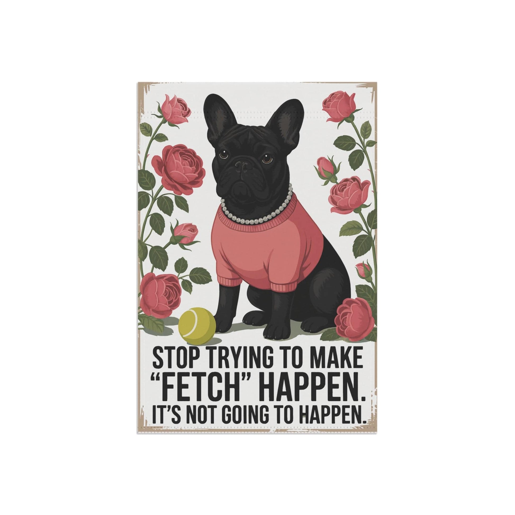 Black French Bulldog Fetch Garden Flag