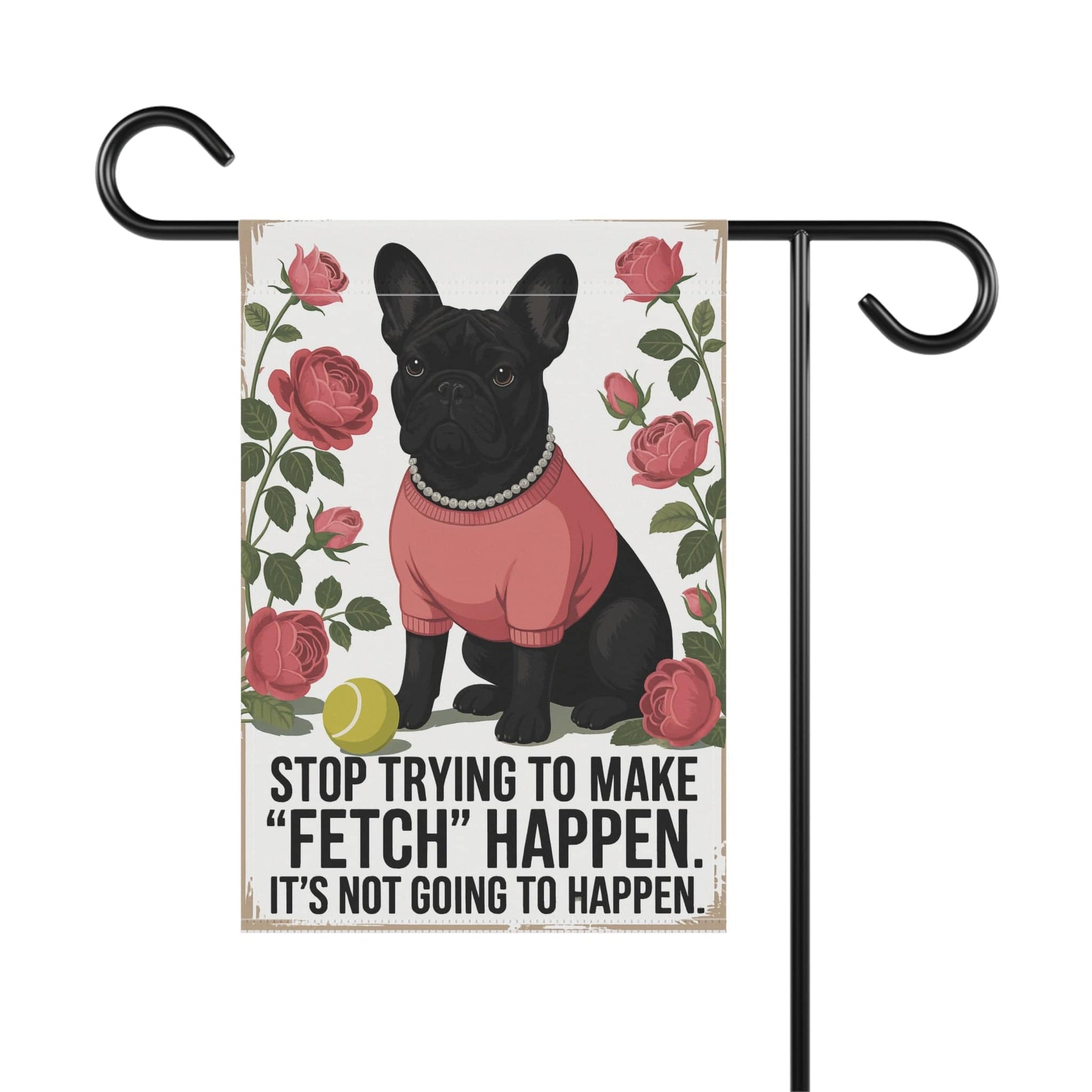 Black French Bulldog Fetch Garden Flag