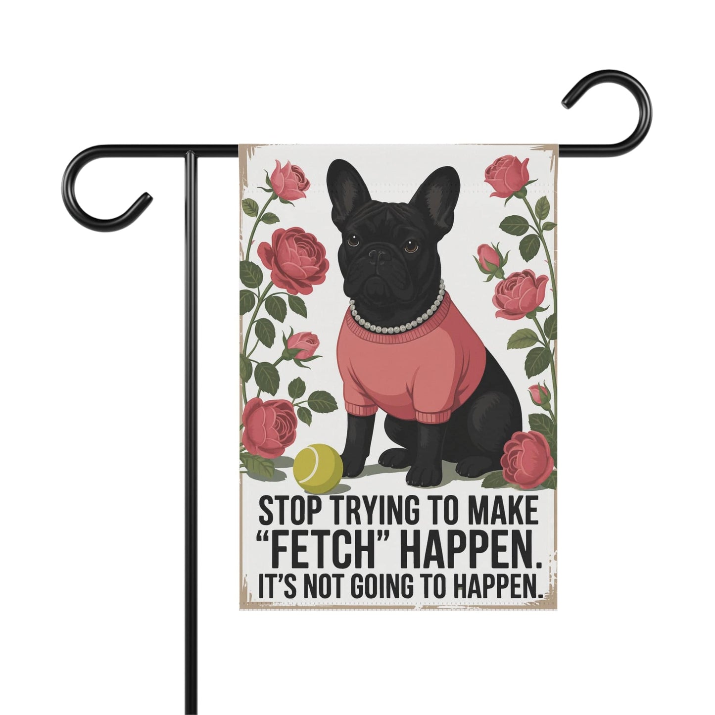 Black French Bulldog Fetch Garden Flag