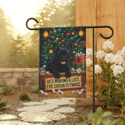 Black French Bulldog Funny Christmas Flag
