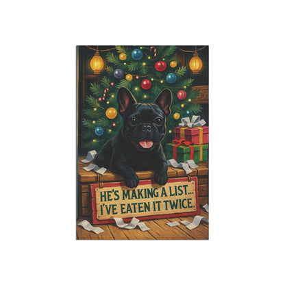 Black French Bulldog Funny Christmas Flag