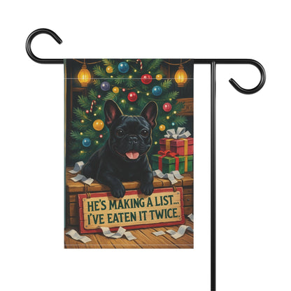 Black French Bulldog Funny Christmas Flag