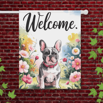 Printify Garden Flag 24.5'' × 32'' Black French Bulldog Garden Flag