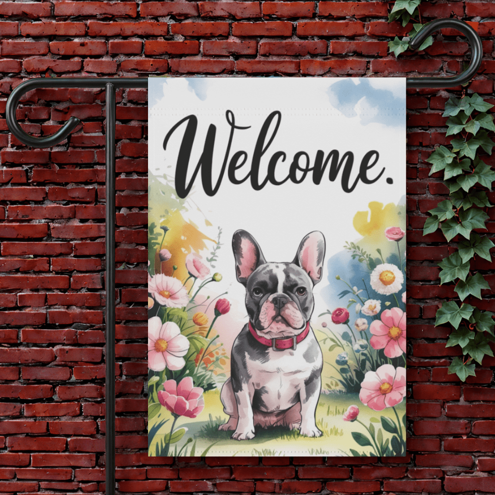 Printify Garden Flag 12'' × 18'' Black French Bulldog Garden Flag