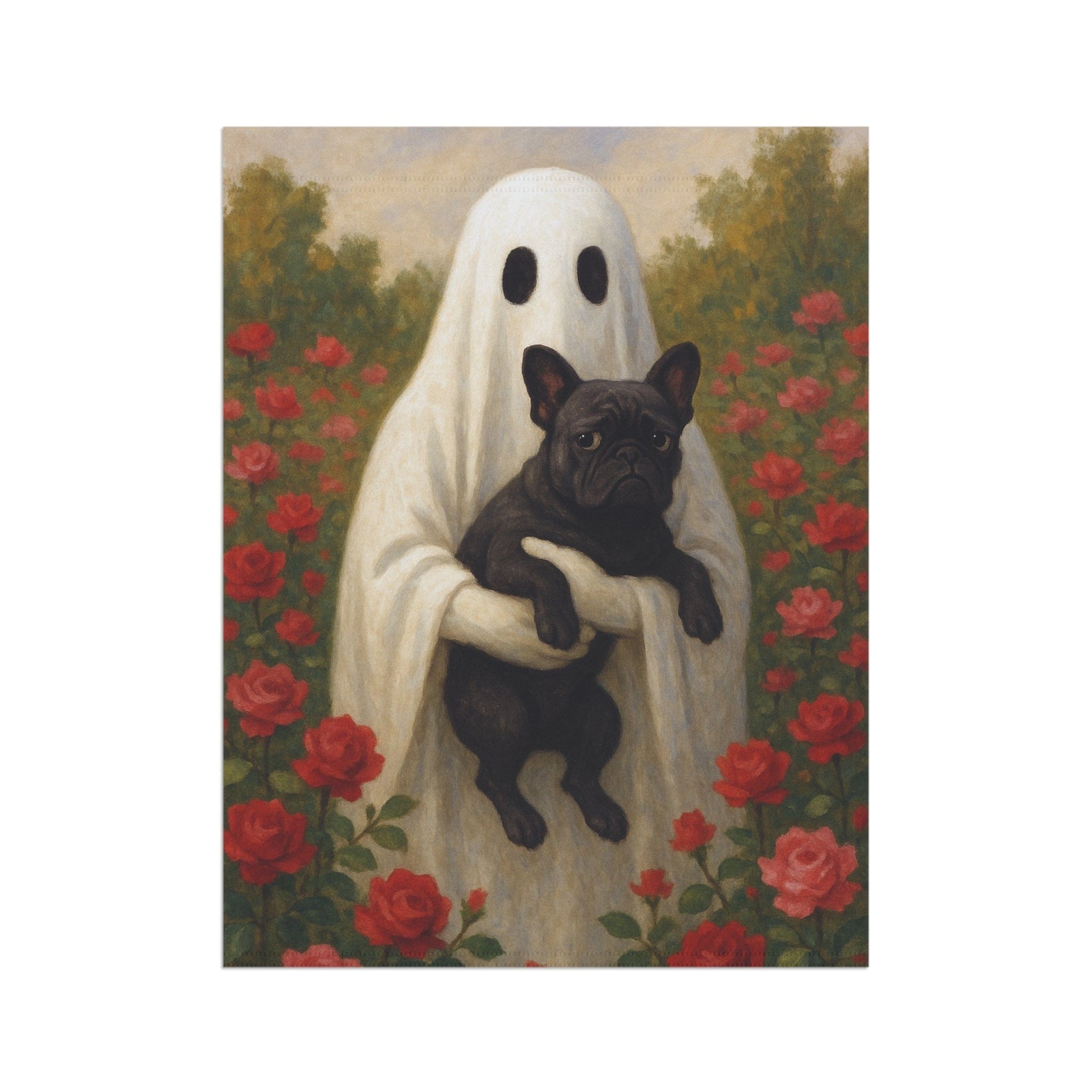 Black French Bulldog Ghostie Halloween Garden Flag