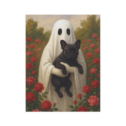 Black French Bulldog Ghostie Halloween Garden Flag