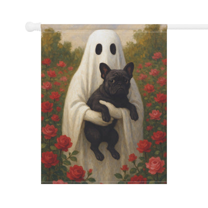 Black French Bulldog Ghostie Halloween Garden Flag