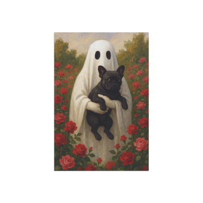 Black French Bulldog Ghostie Halloween Garden Flag