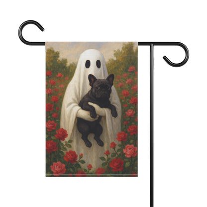 Black French Bulldog Ghostie Halloween Garden Flag