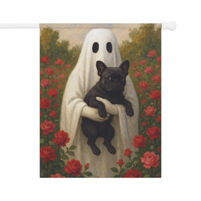Black French Bulldog Ghostie Halloween Garden Flag