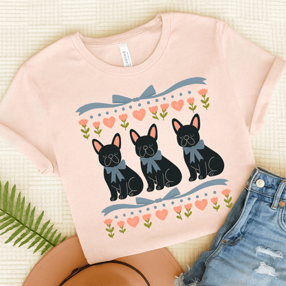 Black French Bulldog Grandma TShirt Soft Pink