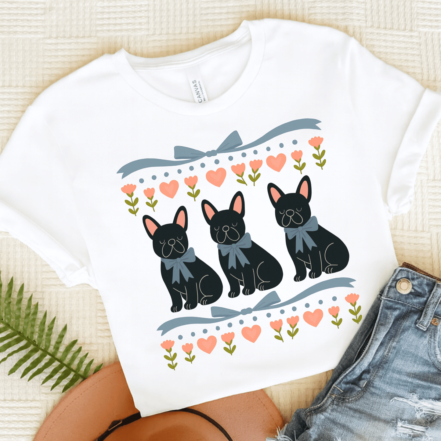 Black French Bulldog Grandma TShirt White
