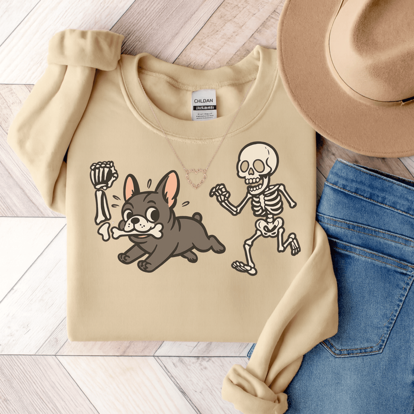 Printify Sweatshirt S / Sand Black French Bulldog Grave Robber Sweatshirt
