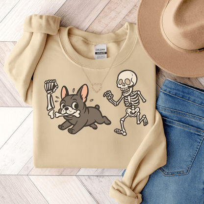 Printify Sweatshirt S / Sand Black French Bulldog Grave Robber Sweatshirt