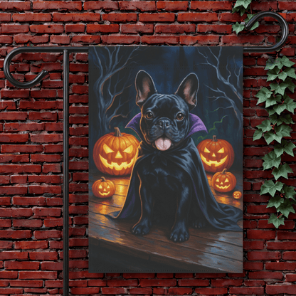 Printify Garden Flag 12'' × 18'' Black French Bulldog Halloween Garden Flag