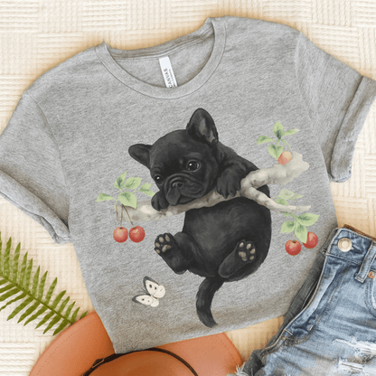 Printify T-Shirt Athletic Heather / S Black French Bulldog Hang In There Tshirt