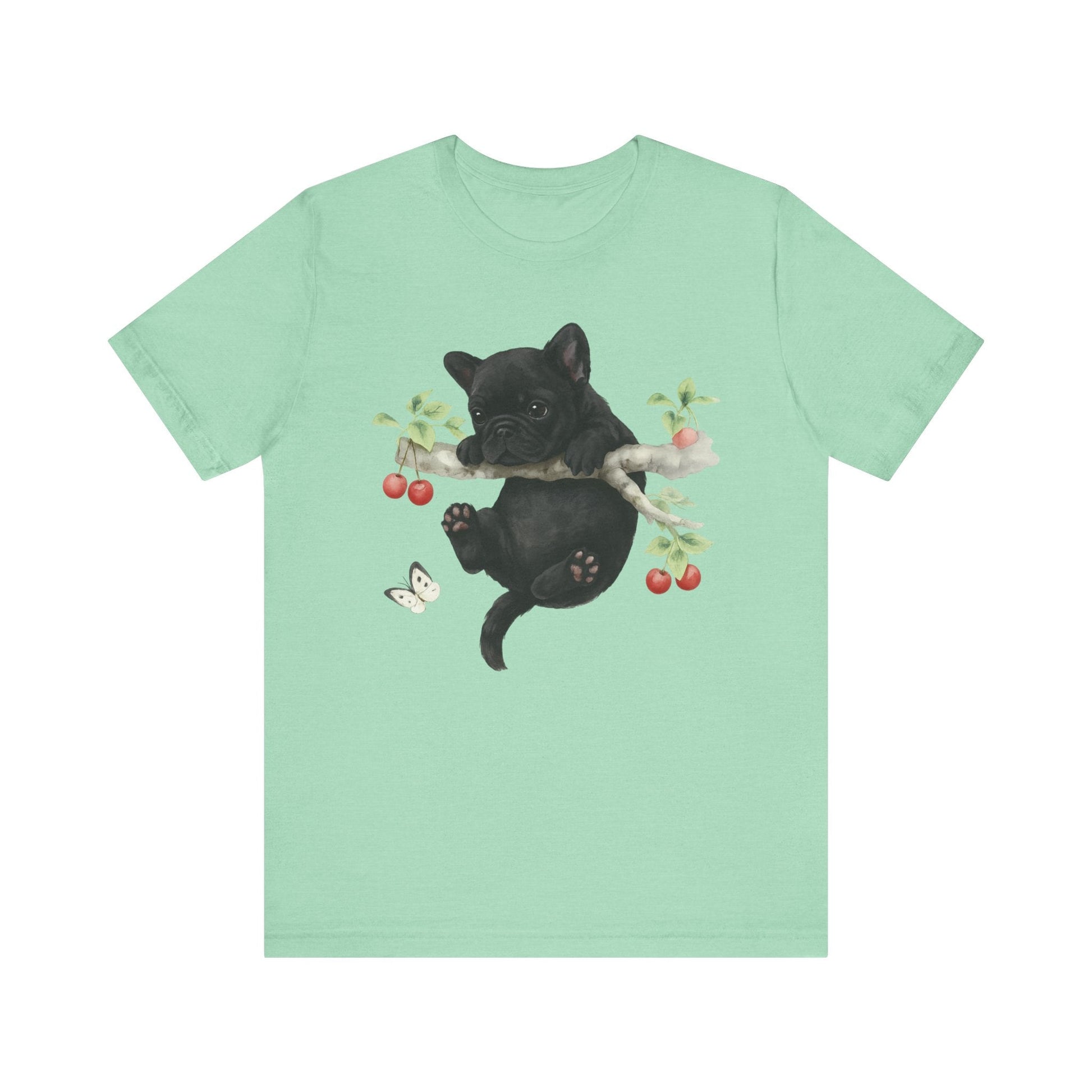 Printify T-Shirt Black French Bulldog Hang In There Tshirt