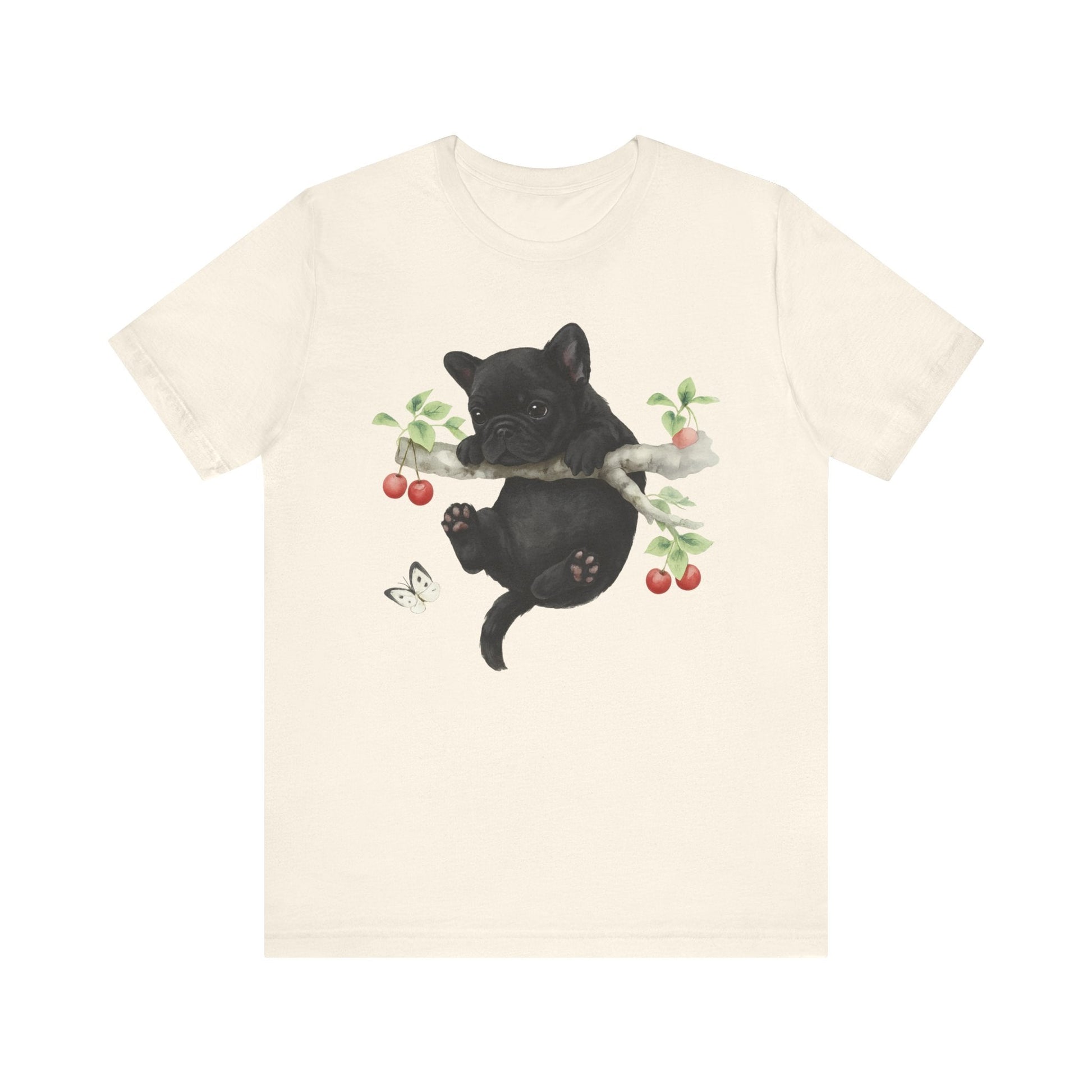 Printify T-Shirt Black French Bulldog Hang In There Tshirt