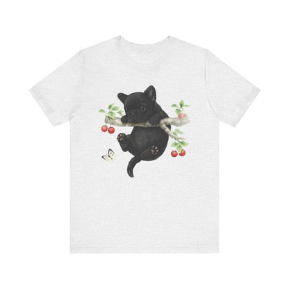 Printify T-Shirt Black French Bulldog Hang In There Tshirt