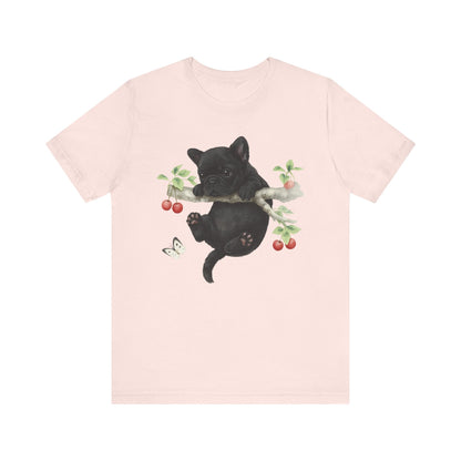 Printify T-Shirt Black French Bulldog Hang In There Tshirt