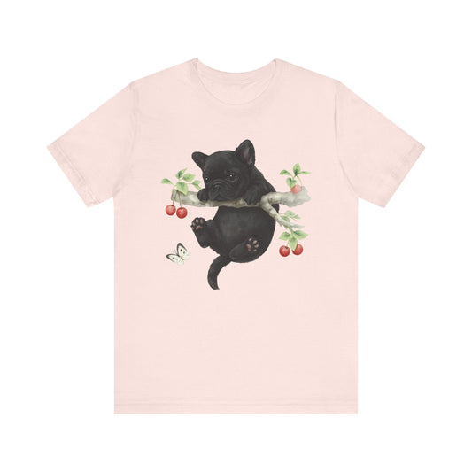 Printify T-Shirt Black French Bulldog Hang In There Tshirt