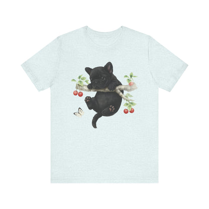 Printify T-Shirt Black French Bulldog Hang In There Tshirt