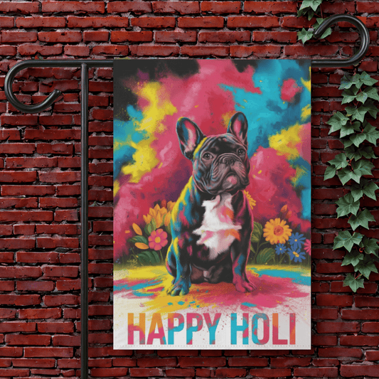 Printify Garden Flag 12'' × 18'' Black French Bulldog Holi Garden Flag