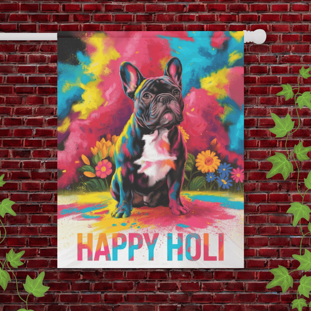 Printify Garden Flag 24.5'' × 32'' Black French Bulldog Holi Garden Flag