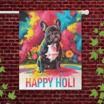 Printify Garden Flag 24.5'' × 32'' Black French Bulldog Holi Garden Flag