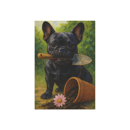 Black French Bulldog Little Gardener Garden Flag